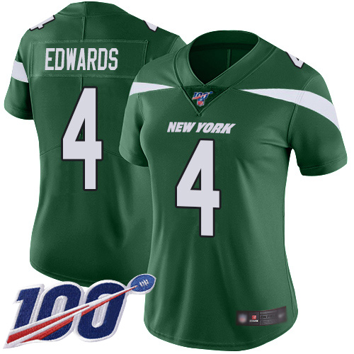 New York Jets Limited Green Women Lac Edwards Home Jersey NFL Football #4 100th Season Vapor Untouchable->women nfl jersey->Women Jersey